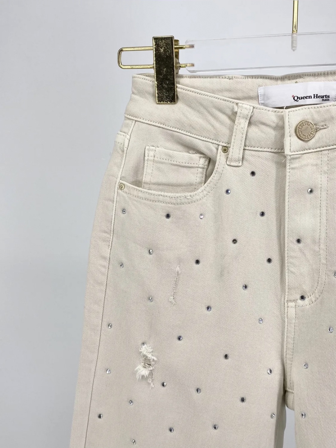 JEANS MOM FIT STRASS burro
