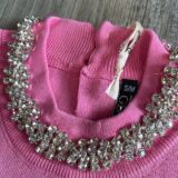 TOP SCOLLO HALTER STRASS rosa bubble