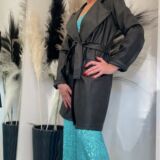 TRENCH MIDI ECOPELLE nero