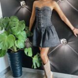 VESTITO BUSTIER DENIM nero