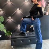 JEANS PALAZZO CON ORLO SFRANGIATO elasticizzato