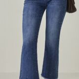 JEANS CROP CON STRASS blu denim