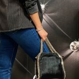 BORSA LEATHER FASHION nero