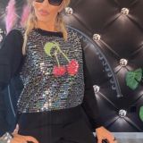 MAGLIA CHERRY CON PAILLETTES nero