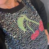 MAGLIA CHERRY CON PAILLETTES nero