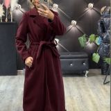 CAPPOTTO MIDI CON CINTURA bordeaux