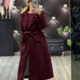 CAPPOTTO MIDI CON CINTURA bordeaux