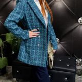 CAPPOTTO A QUADRI  colore azzurro