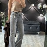 JEANS FLARE CON BOTTONI grigio