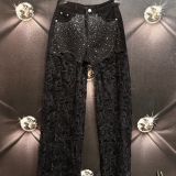 JEANS PALAZZO CON PIZZO nero