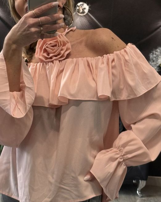 BLUSA FIORE SPALLE NUDE rosa