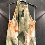 TOP  FANTASIA CON FIOCCO SUL COLLO    verde militare