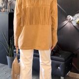 GIACCA FRANGE OVER IN SUEDE  Colore sabbia
