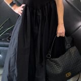 VESTITO MIDI CON GONNA A RUOTA nero