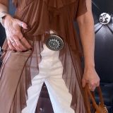 CINTURA PELLE SCAMOSCIATA PIETRE TURCHESI  colore  cognac