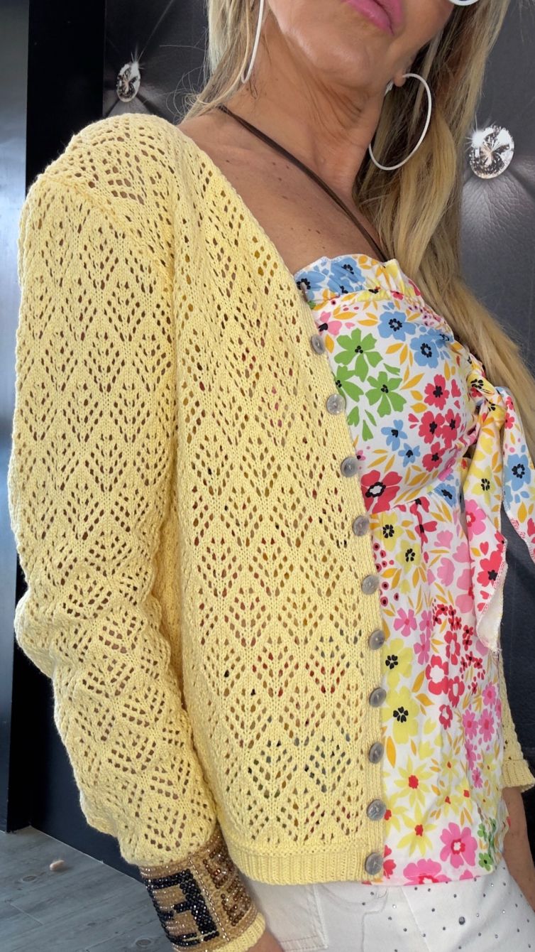 CARDIGAN TRAFORATO SLIM FIT colore giallo