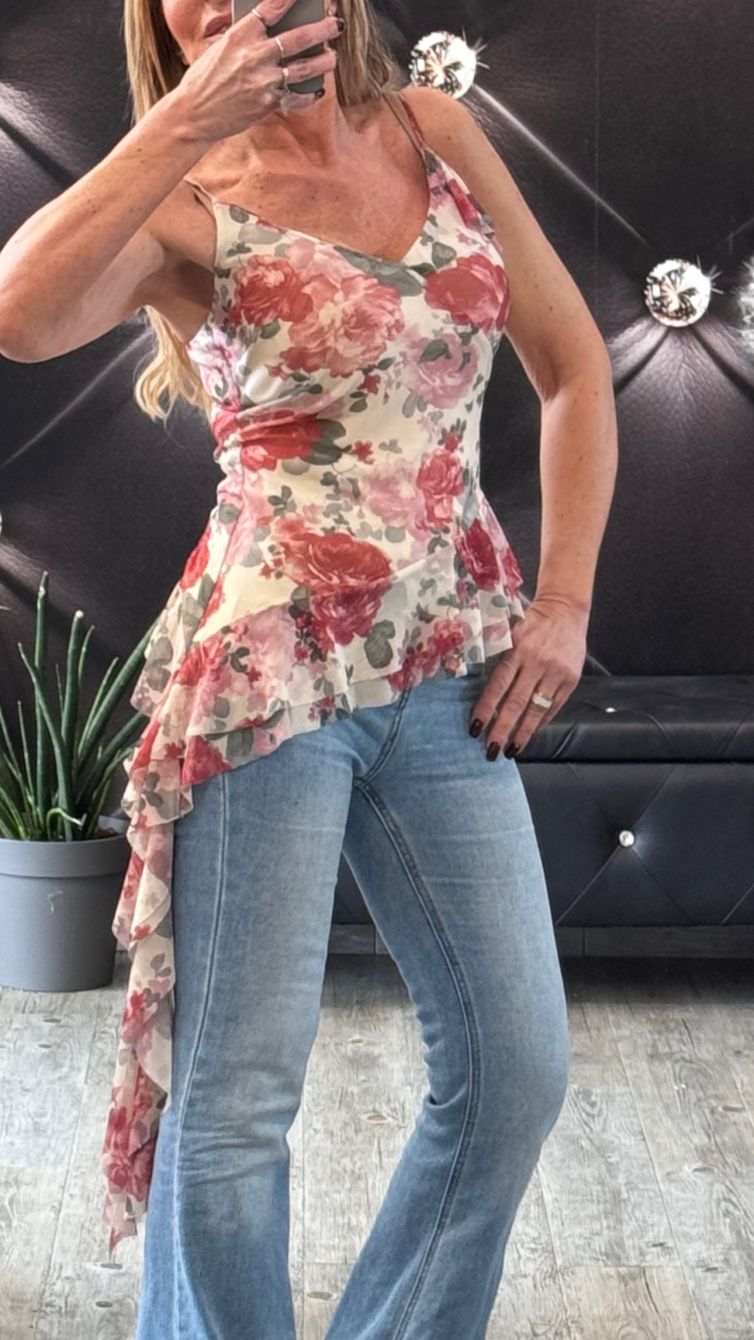 TOP STAMPA FIORI asimmetrico
