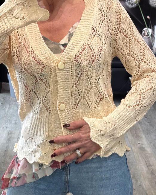 CARDIGAN IN FILO TRAFORATO crema