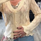 CARDIGAN IN FILO TRAFORATO crema