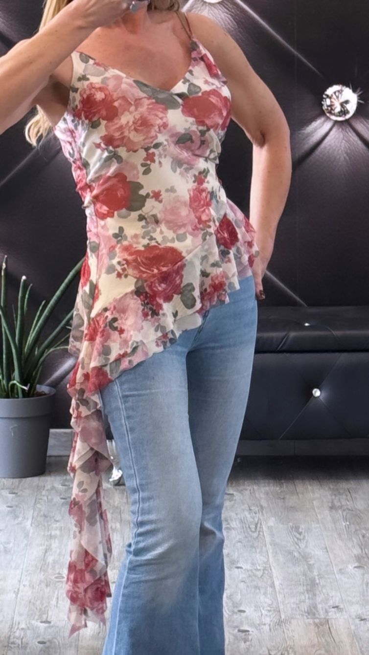 TOP STAMPA FIORI asimmetrico