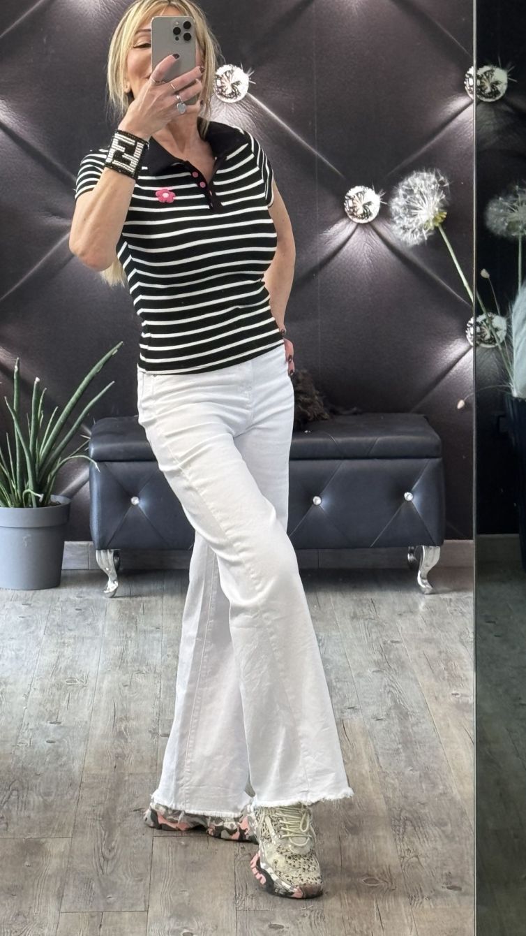 JEANS ORLO SFRANGIATO bianco