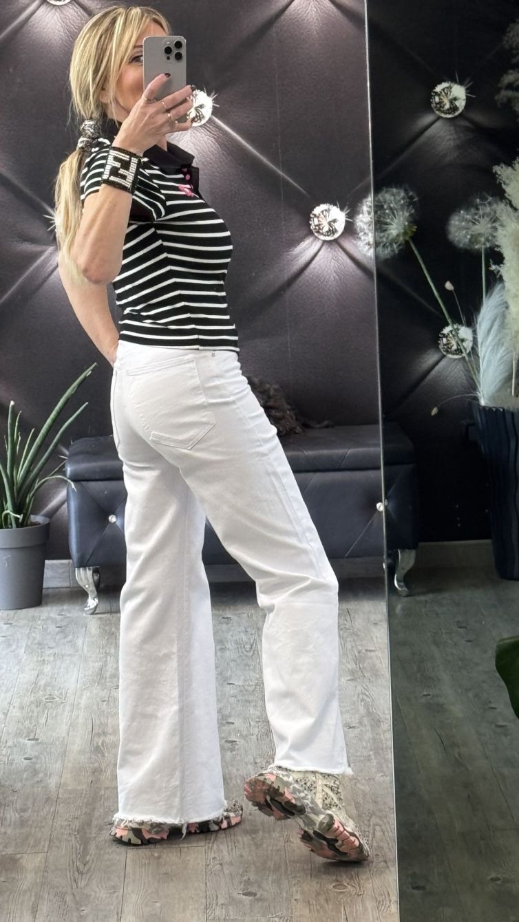 JEANS ORLO SFRANGIATO bianco