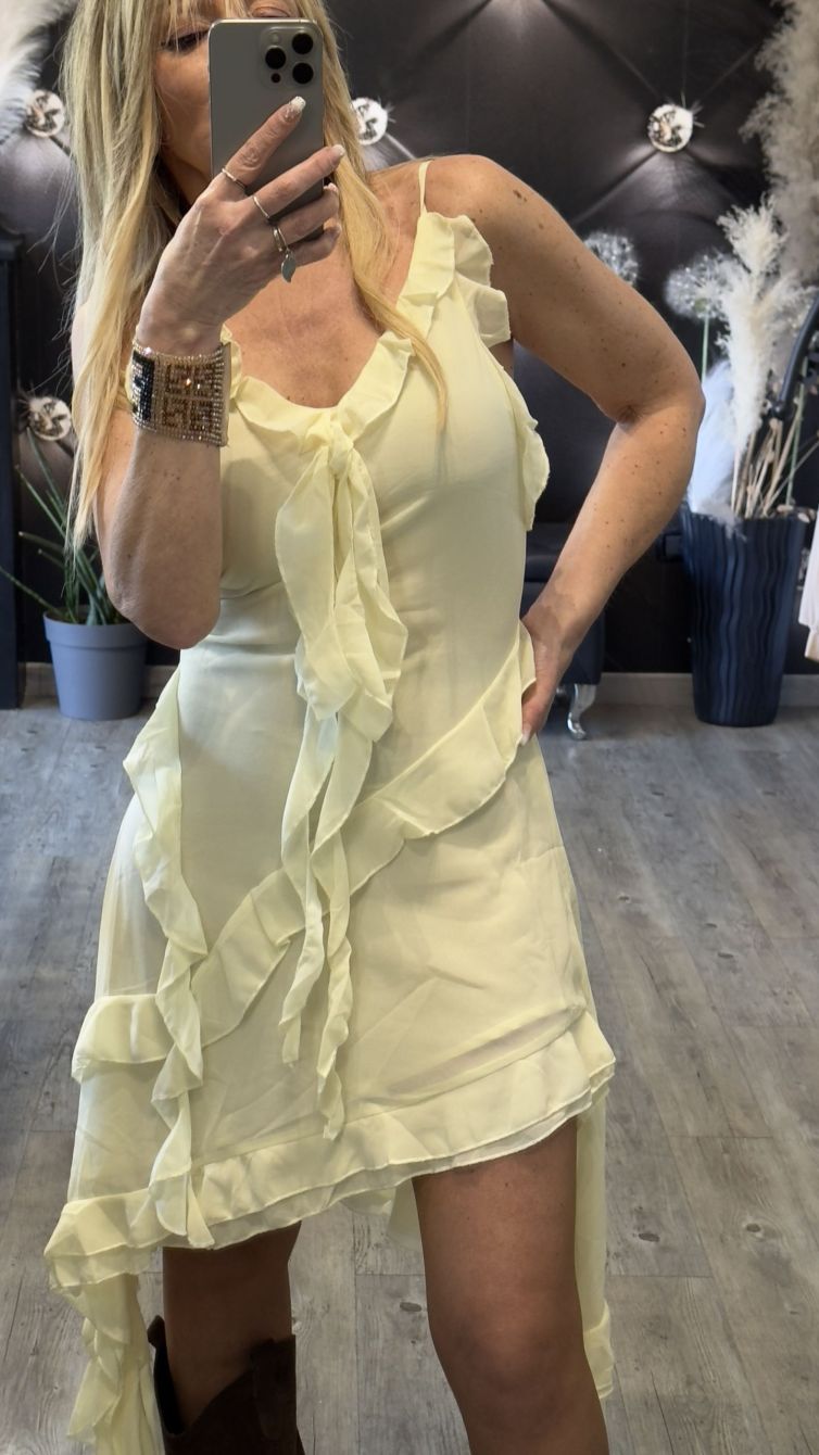 VESTITO BOHO CHIC giallo tenue