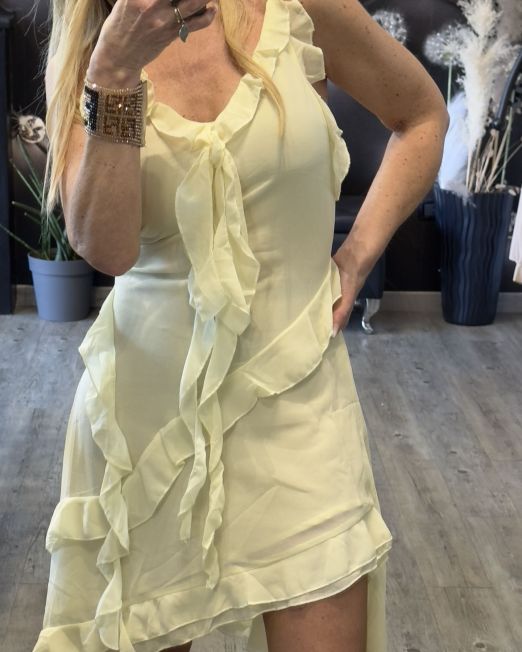 VESTITO BOHO CHIC giallo tenue