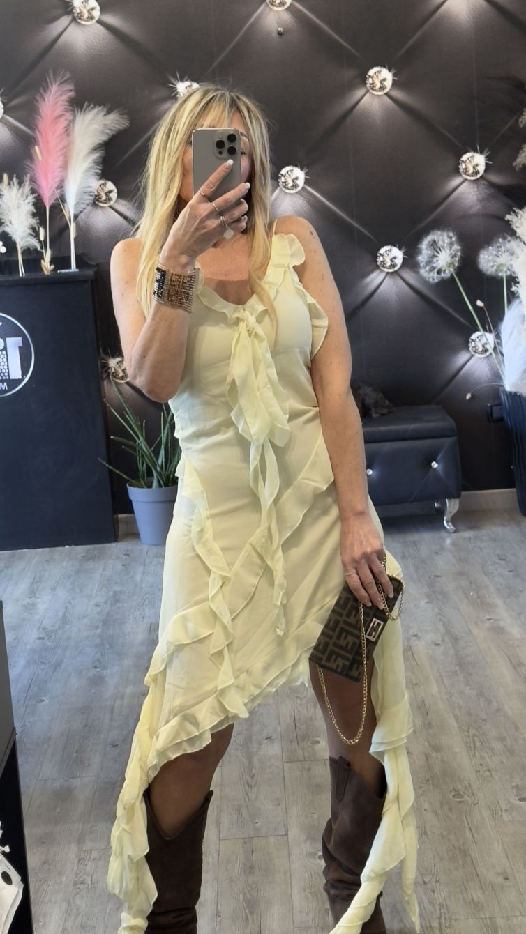 VESTITO BOHO CHIC giallo tenue