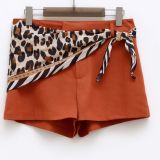 SHORTS IN LINO CON FOULARD BY LUMINA colore ruggine