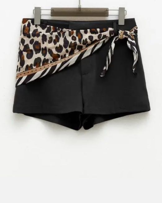SHORTS IN LINO CON FOULARD BY LUMINA colore nero
