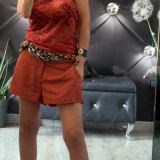 SHORTS IN LINO CON FOULARD BY LUMINA colore ruggine