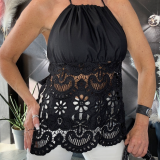 TOP IN PIZZO SANGALLO SCHIENA NUDA colore nero