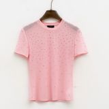 T-SHIRT STRASS LUMINA IN TULLE rosa