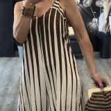 TUTA STAMPA RIGHE A GAMBA LARGA 
colore panna – marrone