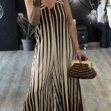 TUTA STAMPA RIGHE A GAMBA LARGA 
colore panna – marrone