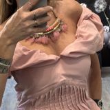 TOP BUSTIER  SCOLLO BARDOT  rosa
