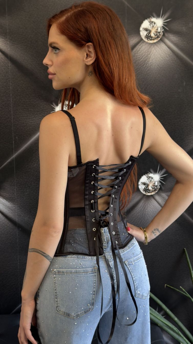 BUSTIER CON LACCETTI nero