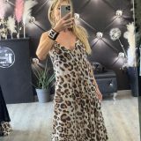 VESTITO LUNGO IN MUSSOLA DI COTONE stampa maculata