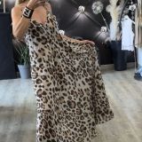 VESTITO LUNGO IN MUSSOLA DI COTONE stampa maculata
