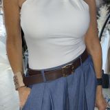 TOP GIOIELLO IN LYCRA ELASTICIZZATO bianco