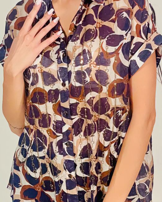 CAMICIA PETALI DI LUCE  stampa multicolore