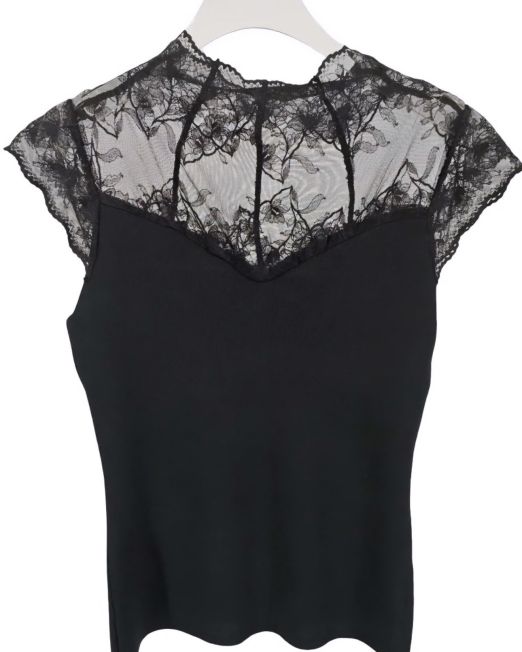 TOP ELEGANZA INSERTI PIZZO nero
