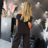 BLUSA  IN PIZZO SANGALLO SPALLE NUDE nero