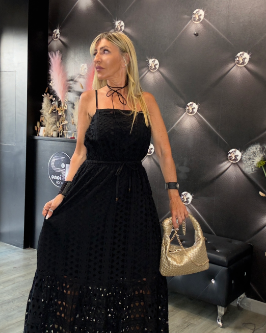 VESTITO  LUNGO TRAFORATO nero