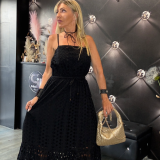 VESTITO  LUNGO TRAFORATO nero