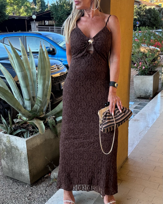 VESTITO LUNGO CONCHIGLIA cioccolato