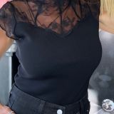 TOP ELEGANZA INSERTI PIZZO nero