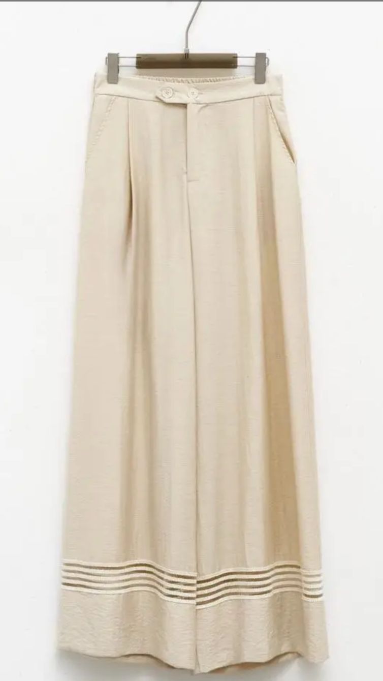 PANTALONE A GAMBA LARGA LUMINA colore burro