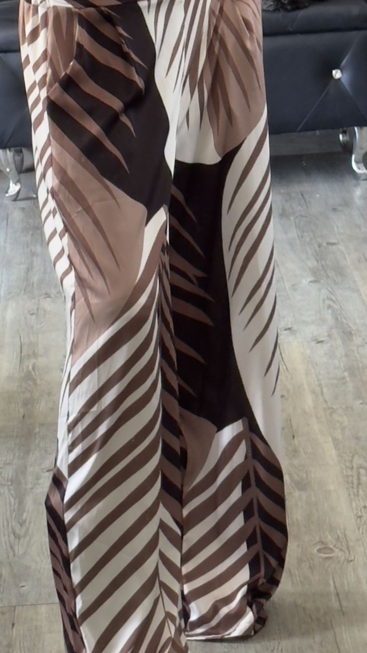 PANTALONE PALAZZO IN RASO stampa palme